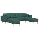 Fabric Sofa with Cushion 3 pcs Dark Green 208 cm Fabric 3335166