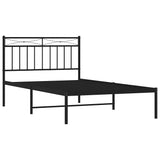 Metal Bed Frame without Mattress with Headboard Black 100x200cm 373686