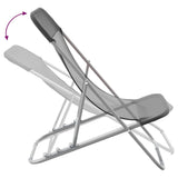 Folding Beach Chairs 2 pcs Grey Textilene&Powder-coated Steel 360190