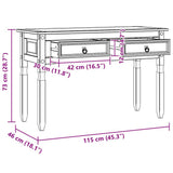 End Table Corona White 115 x 46 x 73 cm Solid Pine Wood 42021194