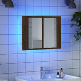 LED Mirror Cabinet Brown Oak 60x12x45 cm Engineered Wood 822843