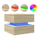 Coffee Table with LED Lights Sonoma Oak 50x50x40 cm 839856