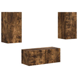 TV Cabinet Set Wall-mounted 2 pcs Smoked Oak Engineered Wood 3408966