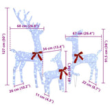 Reindeer Family 3 pcs Cold white 68 x 26 x 127 cm Fabric 42019053