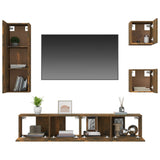 5 Piece TV Cabinet Set Smoked Oak Engineered Wood 3114443