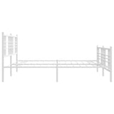 Metal Bed Frame without Mattress with Footboard White 180x200cm 376395