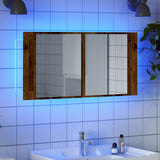 LED Mirror Cabinet Old Wood 90x12x45 cm Engineered Wood 856284