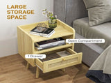 Set of Two Rattan Weave Bedside Tables - Wood Effect T3398P344421