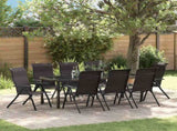 Garden Dining Set 9 pcs Black Coffee Powder-Coated Steel 3379274