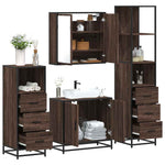 ZNTS 4 Piece Bathroom Furniture Set Brown Oak Engineered Wood 3301249