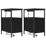 Bedside Cabinet 2 pcs Black Oak 30 x 48 x 61 cm Engineered Wood 859411