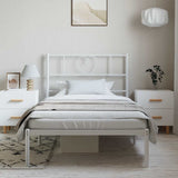 Metal Bed Frame without Mattress with Headboard White 100x190cm 355506