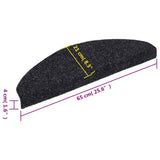 Stair Mats Self-adhesive 15 pcs 65x21x4 cm Black Half Round Large 132698