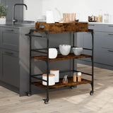 Kitchen Trolley Smoked Oak 81.5x41x92.5 cm Engineered Wood 842343