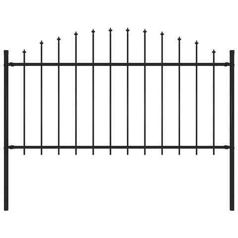 Garden Fence with Spear Top Steel 181x150 cm Black 144943