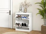 Two-Drawer Minimalistic Shoe Storage Cabinet, for 10 Shoes, White T3398P329448