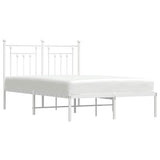 Metal Bed Frame without Mattress with Headboard White 135x190cm 353585