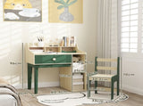 Kids Desk and Chair Set with Storage Shelves and Drawer, Green T3398P422129