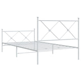 Metal Bed Frame without Mattress with Footboard White 107x203cm 376565
