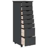 Rolling Cabinet MOSS Grey Solid pine wood, engineered wood, plastic 355896