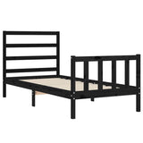Bed Frame without Mattress Black Small Single Solid Wood Pine 3191870