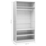 ZNTS Wardrobe High Gloss White 100x50x200 cm Engineered Wood 800231