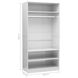 ZNTS Wardrobe High Gloss White 100x50x200 cm Engineered Wood 800231