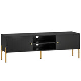 TV Stand for TVs up to 65", Entertainment Center with 2 Open Shelves, 2 Cabinets and Steel Legs for T3398P552698
