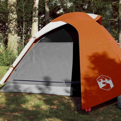 ZNTS Camping Tent Dome 2-Person Grey and Orange Waterproof 94333