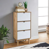 Shoe Cabinet OTTA with 3 Drawers Brown&White Solid Wood Pine 351311