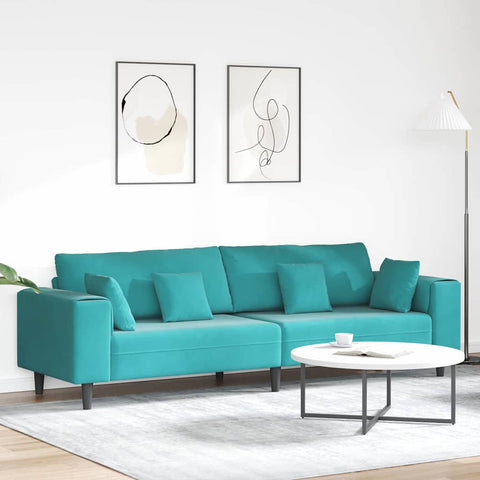 Velvet Sofa with Cushion Turquoise 208 cm Velvet 3335161