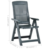 Garden Chair Set of 2 Green Plastic Standard Foldable 48767