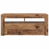 TV Cabinet with LED Lights Old Wood 90x35x40 cm Engineered Wood 856321
