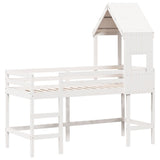 Loft Bed with Ladder and Roof without Mattress White 90x190 cm Single 3282033