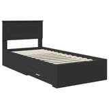 Bed Frame Black and Silver 75 x 190 cm Engineered Wood 3408327