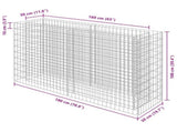 Gabion Raised Bed Galvanised Steel 180x50x100 cm 143558