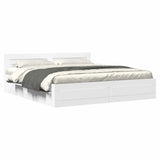 Bed Frame with Drawer 2 pcs White 193 x 203 cm Engineered Wood 3402859