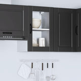 Kitchen Wall Cabinet with Glass Door Porto Black 854008