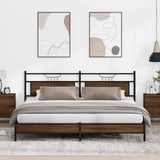 Metal Bed Frame without Mattress Brown Oak 193x201 cm 3325129