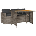 2 Piece Garden Dining Set with Cushions Grey Poly Rattan 366337