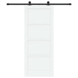Sliding Door White and Black 83 x 202 cm Solid Pine Wood 3445452