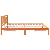 Bed Frame with Headboard Wax Brown 200 x 200 cm Solid Pine Wood 872220