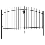 ZNTS Fence Gate Double Door with Spike Top Steel 3x1.5 m Black 146028