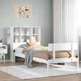 Bookcase Bed without Mattress White 90x190 cm Single Solid Wood Pine 3321795