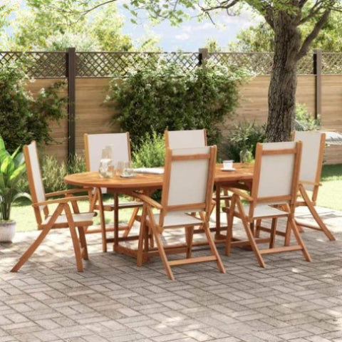 ZNTS 7 Piece Garden Dining Set Solid Wood Acacia and Textilene 3279290