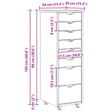 Rolling Cabinet with Drawers MOSS Clear Varnish Solid Pine wood 42032402