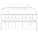 Metal Bed Frame without Mattress with Footboard White 100x190cm 376661