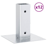 Post Bases Square 12 pcs Silver 46x46 mm Galvanised Steel 42000001