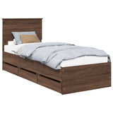 Bed Frame with Drawer Brown Oak 75 x 190 cm Engineer Wood 3410762