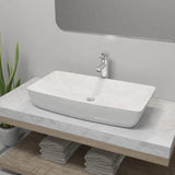Bathroom Basin with Mixer Tap Ceramic Rectangular White 275493